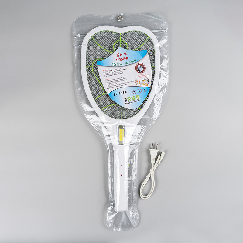 Mata-mosquitos elétrico de 3 cores FF-783A 400mAh com luz e cabo em forma de oito Mata-mosquitos elétrico de 3 cores FF-783A 400mAh com luz e cabo em forma de oito